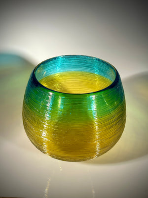 Copper Blue and Gold Threaded Bowl