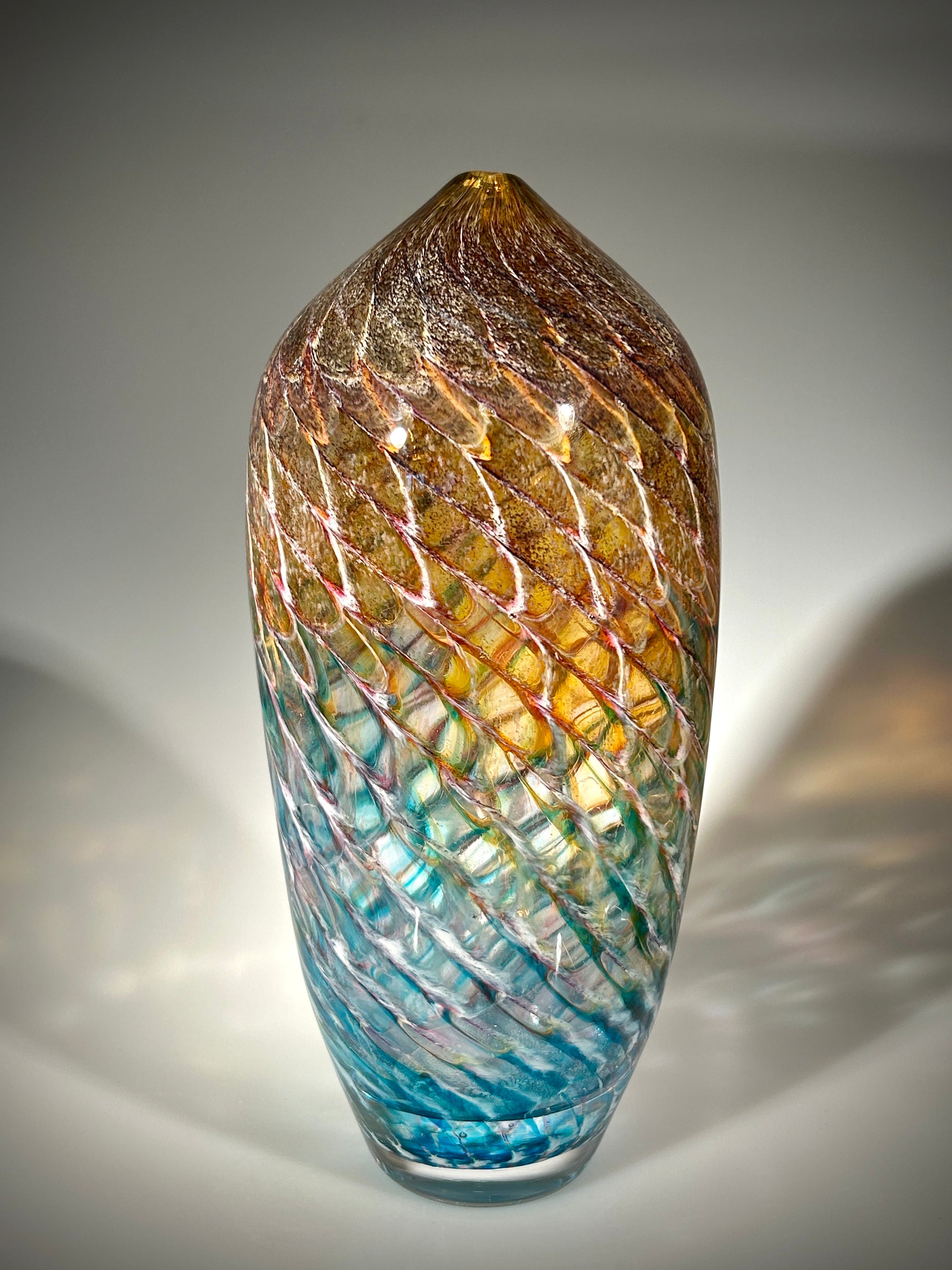 Amber/Blue Optic Vase