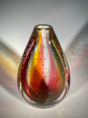 Amber Ruby Bubble Drop Vase