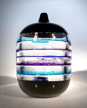 Blue/Amethyst/Black Ring Bottle Vase