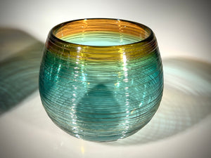 Amber and Aqua Threaded Calabash