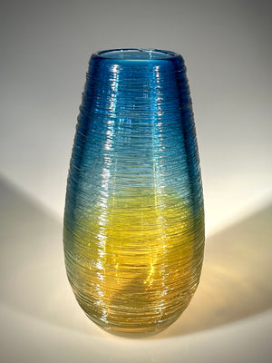 Blue/Gold Threaded Vase