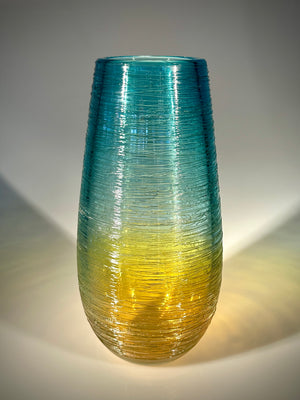 Aqua/Gold Threaded Vase
