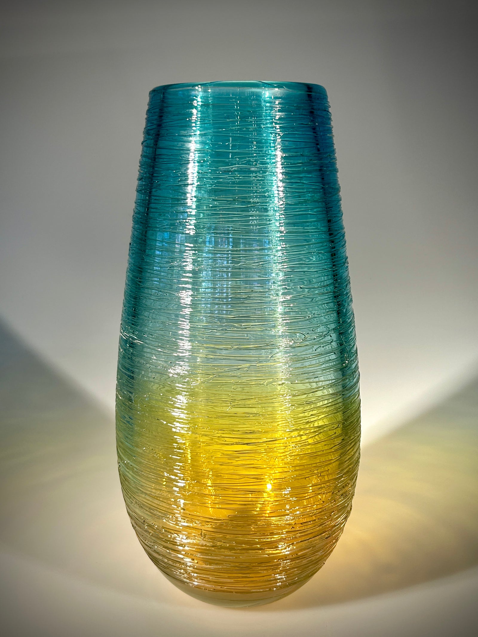 Aqua/Gold Threaded Vase