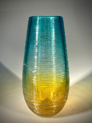 Aqua/Gold Threaded Vase