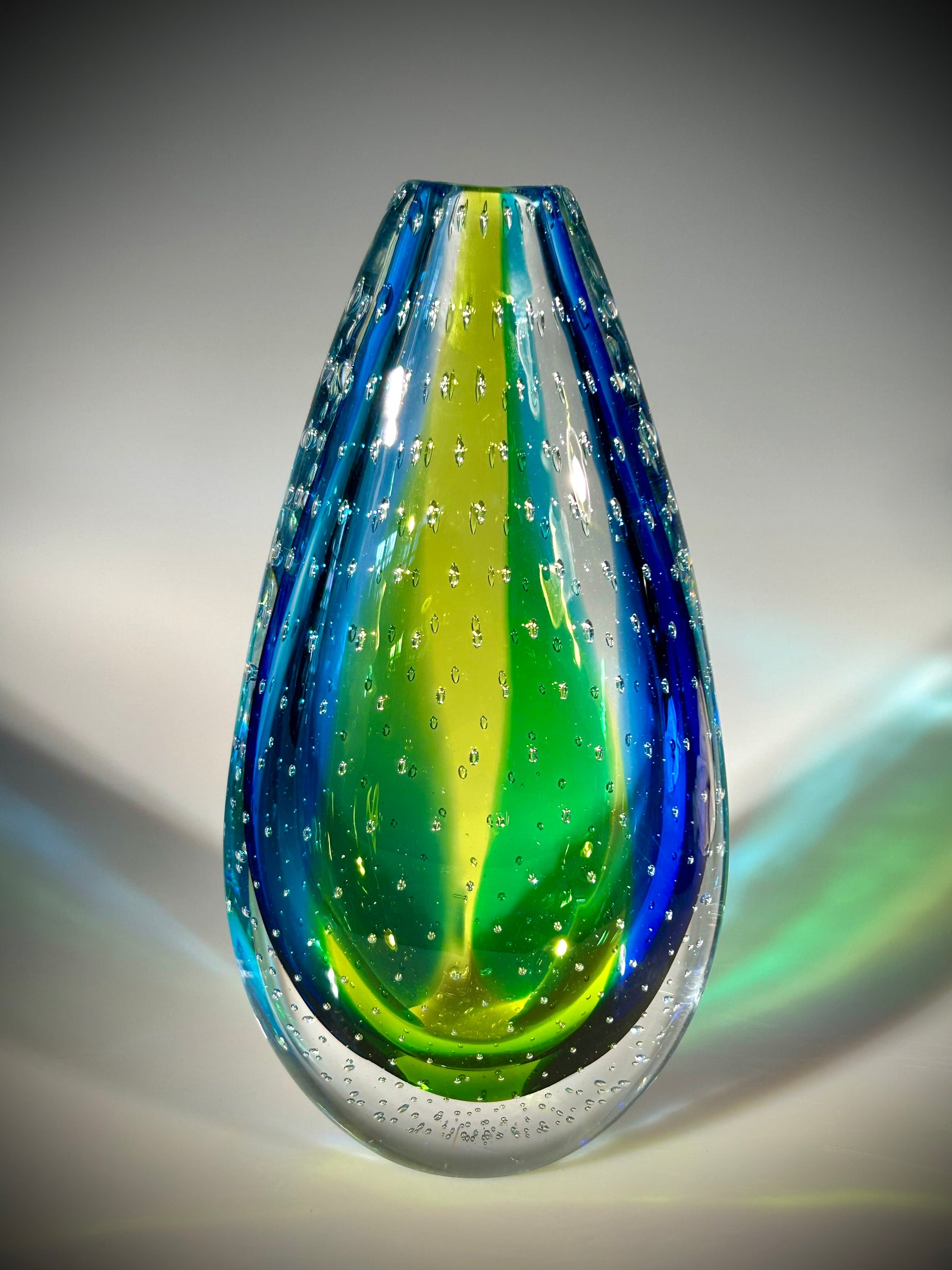 Blue/Lime Bubble Drop Vase