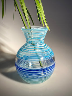 Blue Clear Threaded Vase