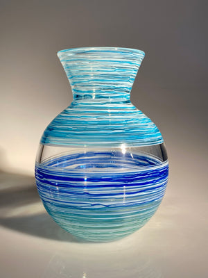 Blue Clear Threaded Vase