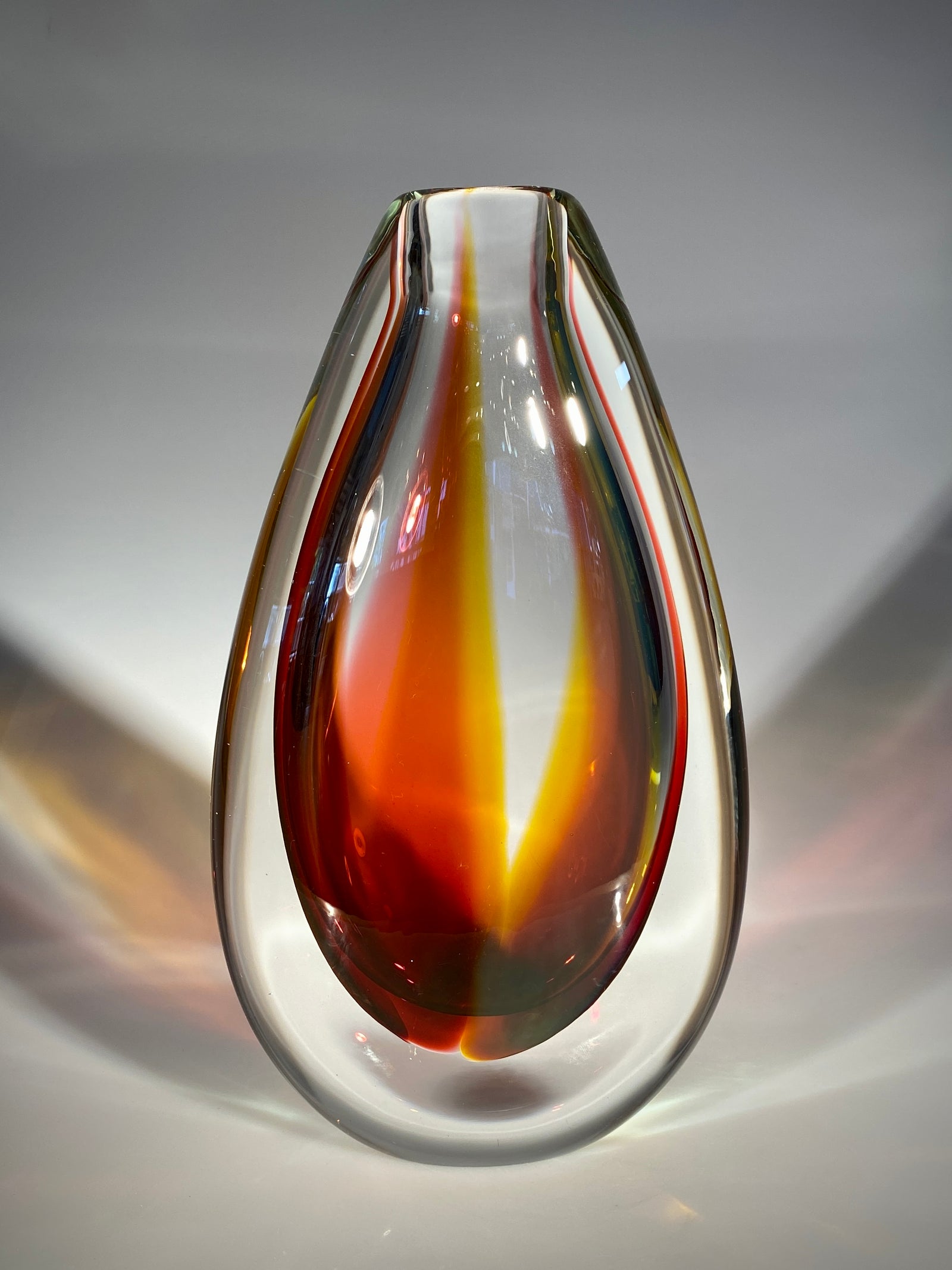 Amber Ruby Drop Vase