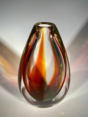 Amber Ruby Drop Vase