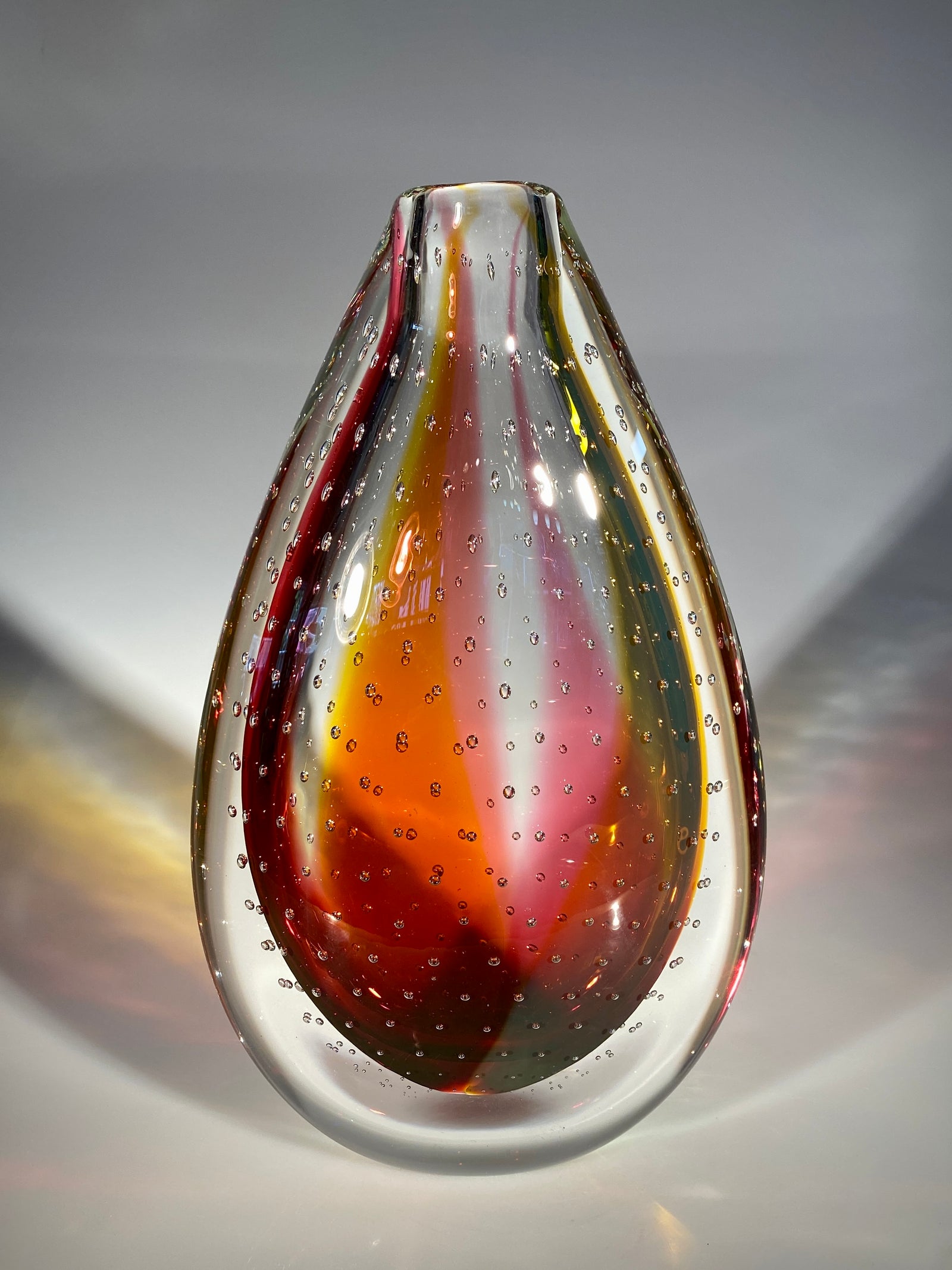 Amber Ruby Bubble Drop Vase
