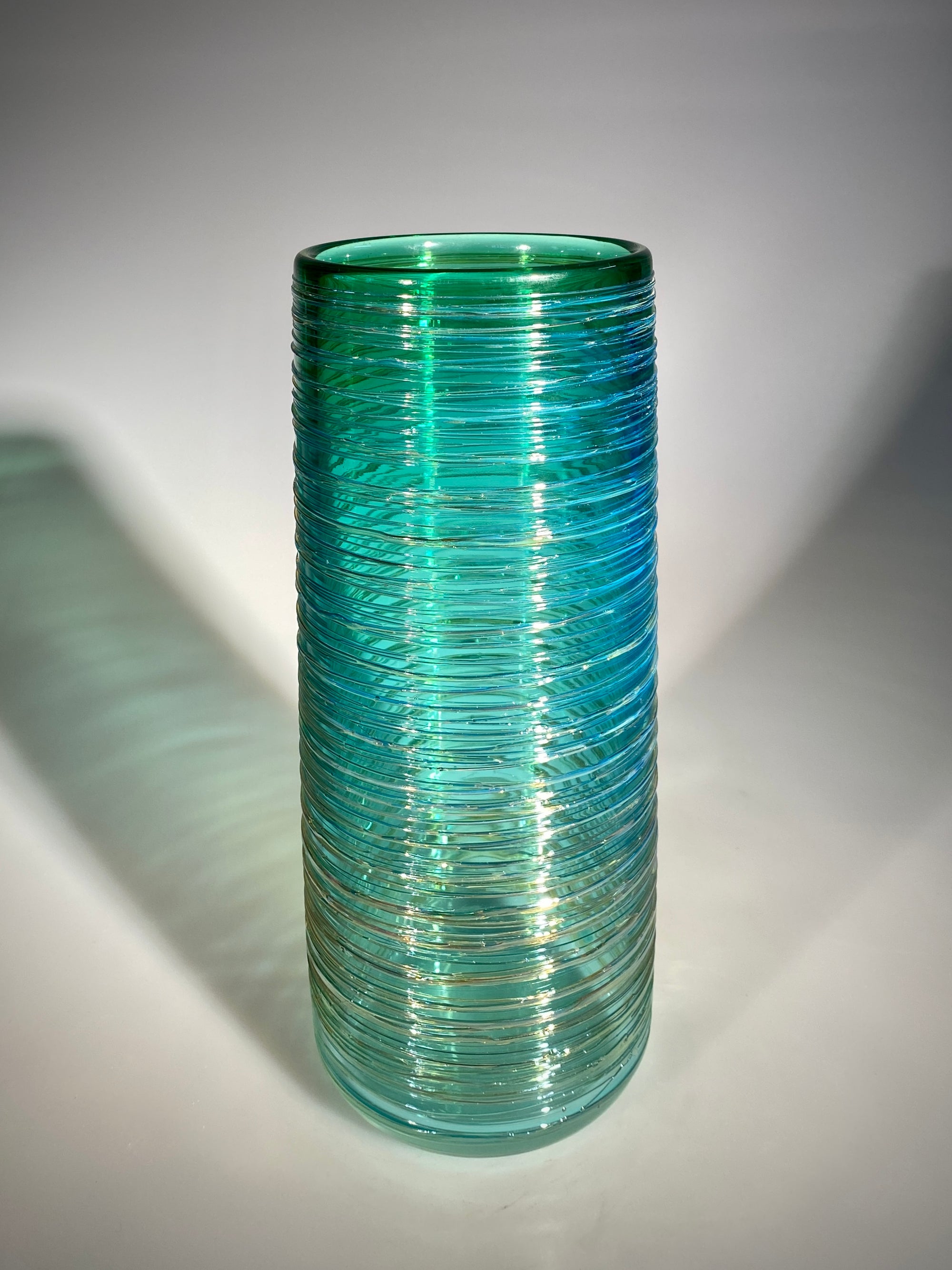 Green Aqua Threaded Vase