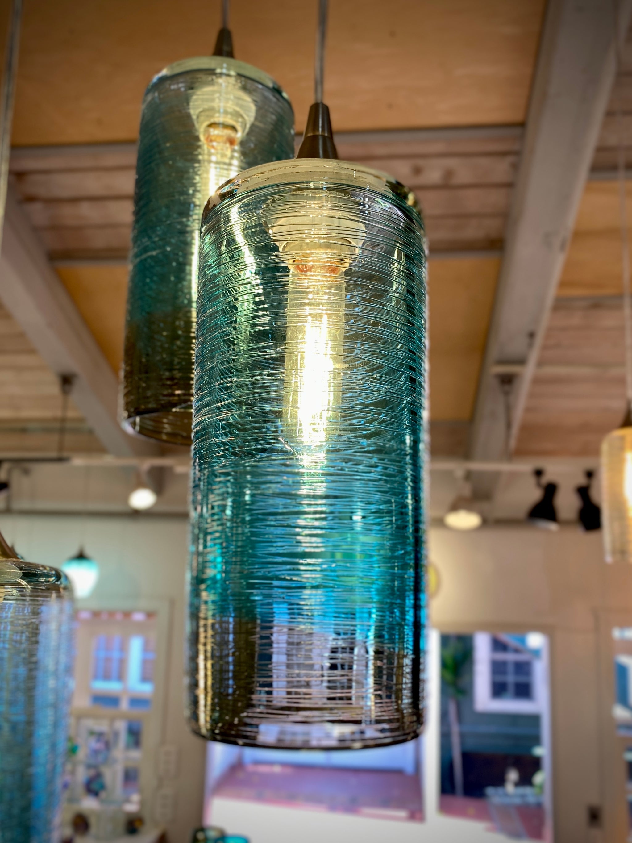 Aqua Grey Threaded Pendants Hot Island Glass Maui Hawaii