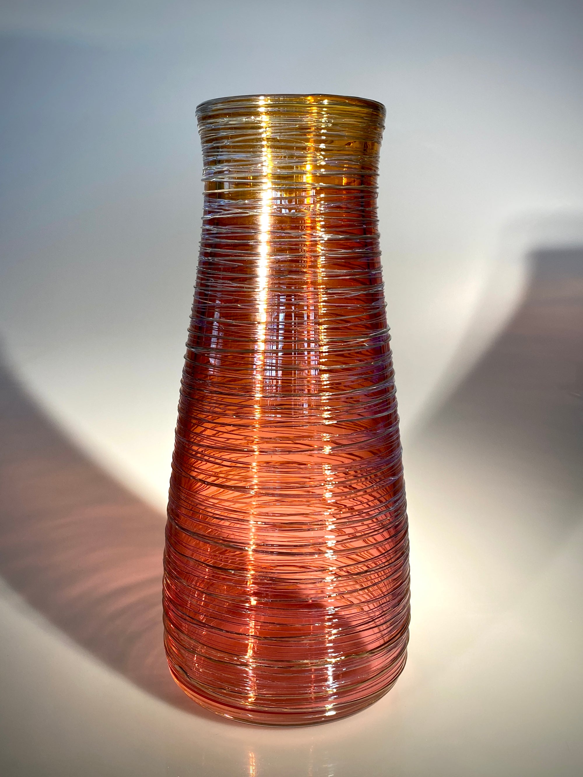 Ruby/Gold Threaded Vase