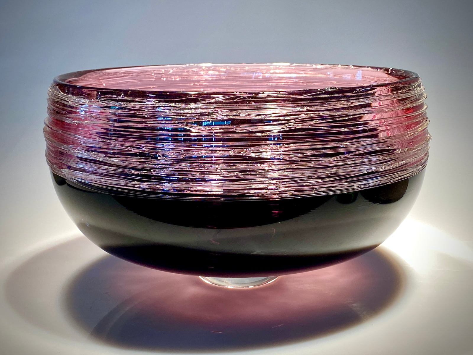 Ruby and Black Threaded Bowl
