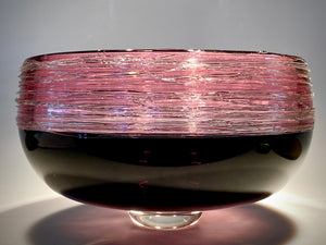 Ruby and Black Threaded Bowl
