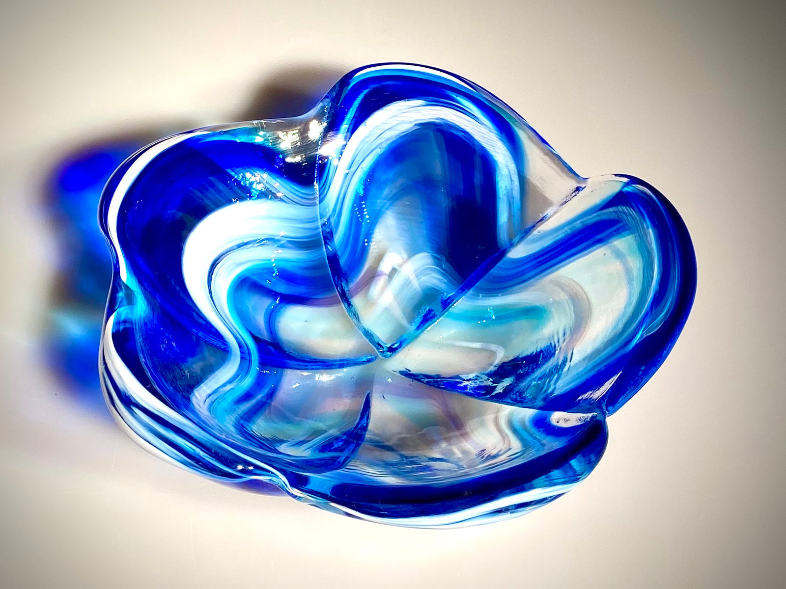 Cobalt/Aqua Large Plumeria Bowl