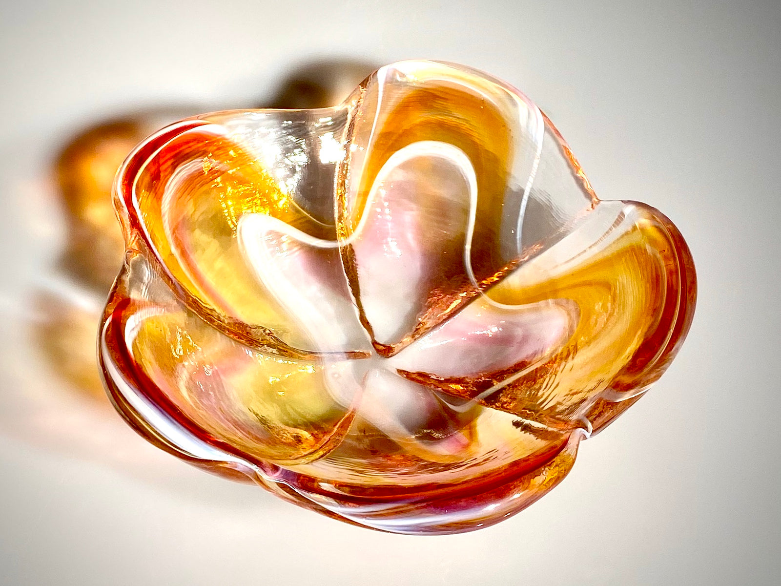 Amber/Ruby Large Plumeria Bowl