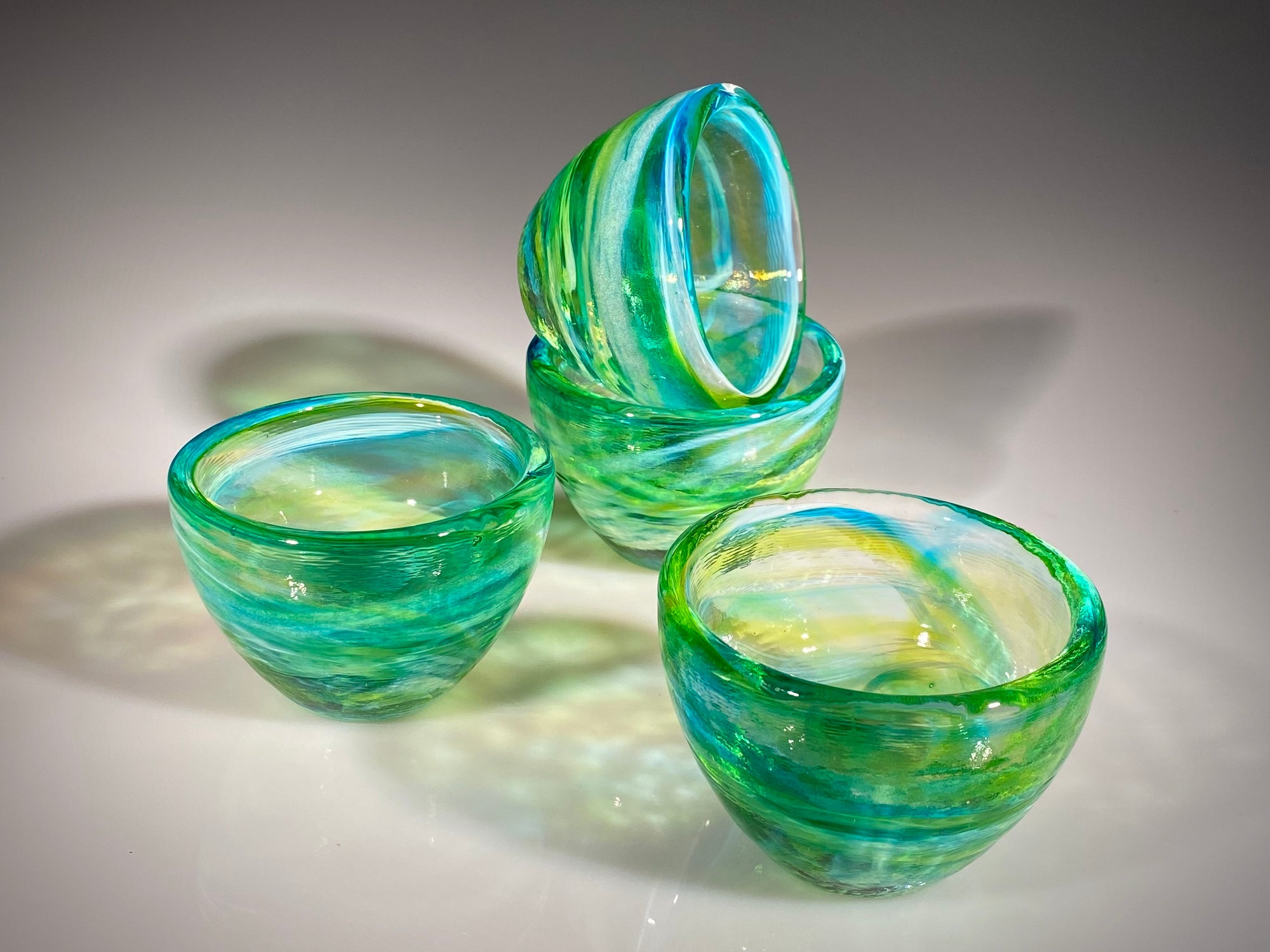 Set of Four Lime/Aqua Mini Bowls