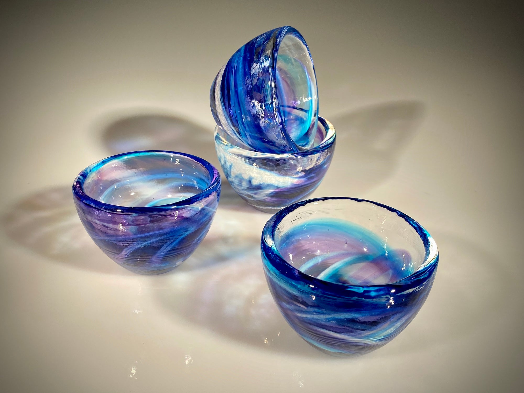 Set of Four Blue/Amethyst Mini Bowls