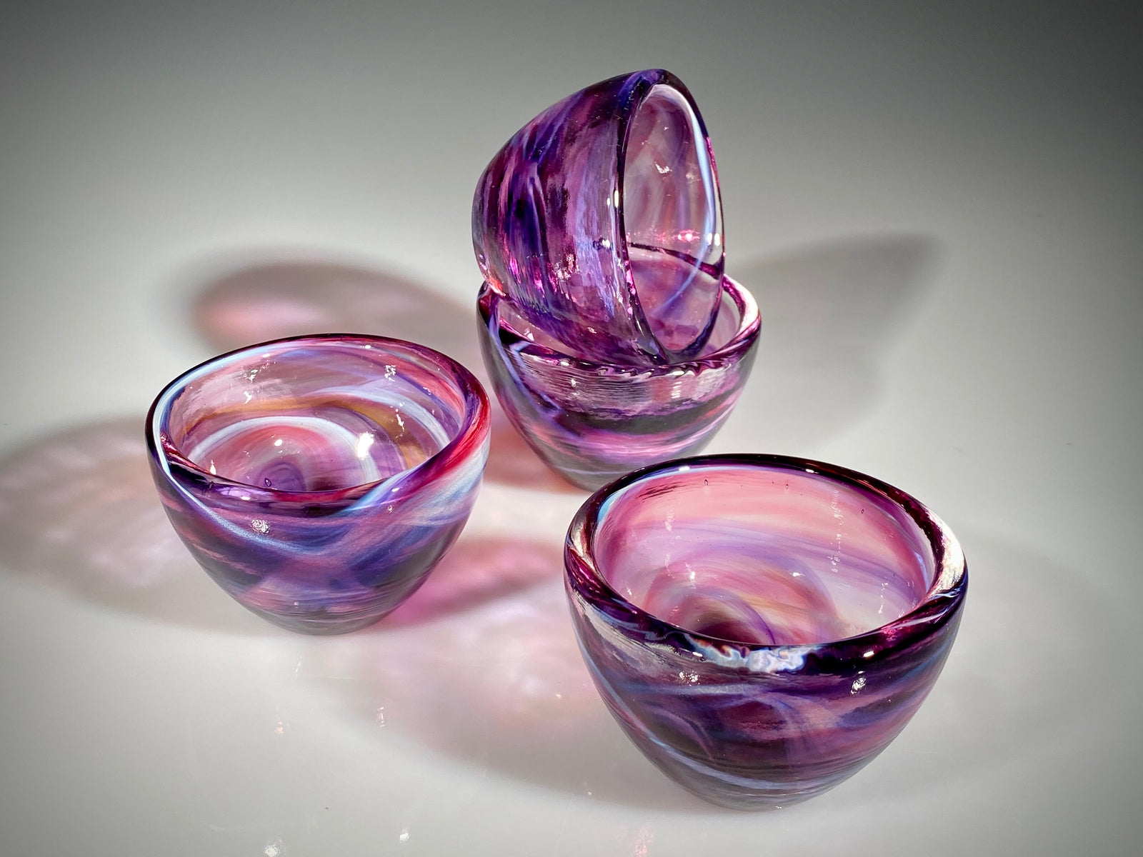 Set of Four Ruby/Amethyst Mini Bowls