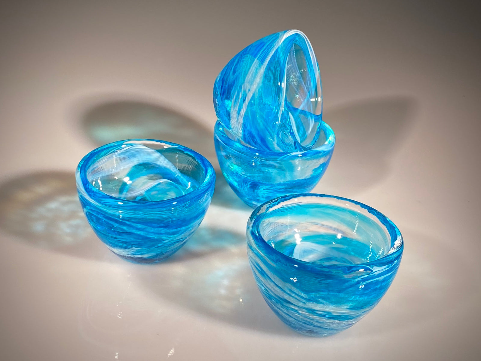 Set of Four Aqua Mini Bowls
