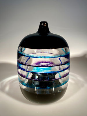 Blue/Amethyst/Black Ring Bottle Vase