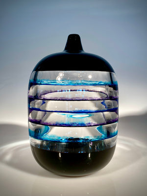 Blue/Amethyst/Black Ring Bottle Vase