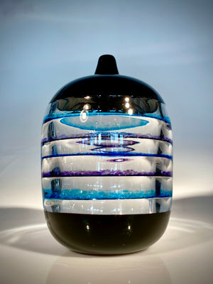 Blue/Amethyst/Black Ring Bottle Vase